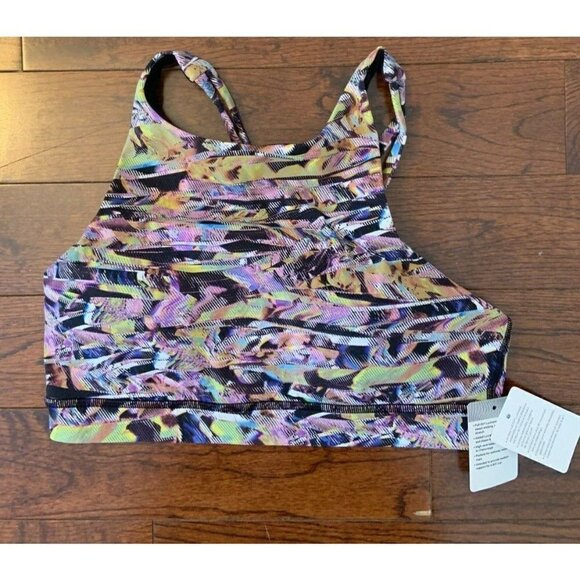 Lululemon Size 6 Energy Bra High Neck SEAWHEEZE 2020 Super Sonic Alpine Multi - Picture 1 of 5